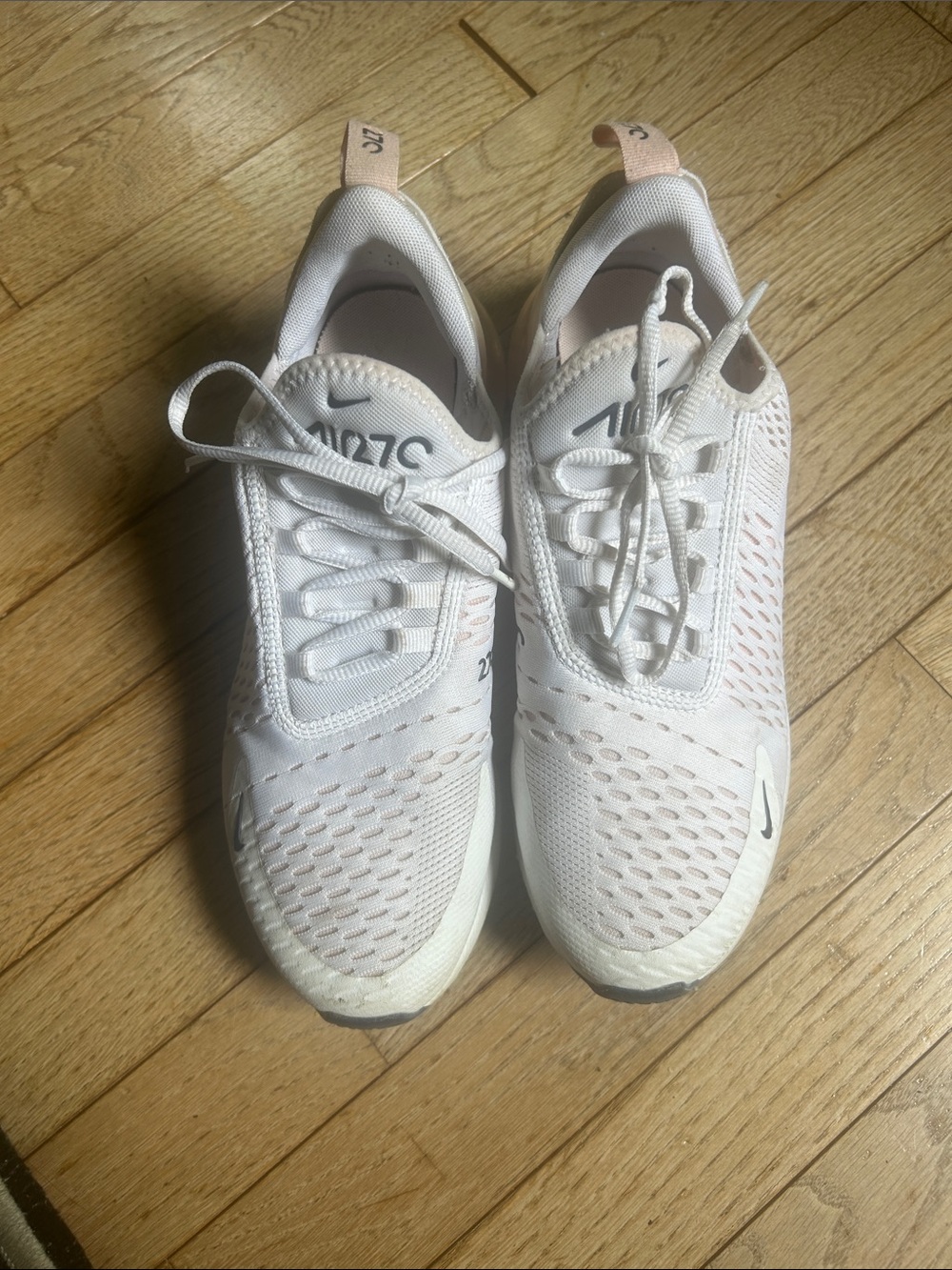 Nike Air Max 270 Lightweight Sneakers - White with Light Pink Accents